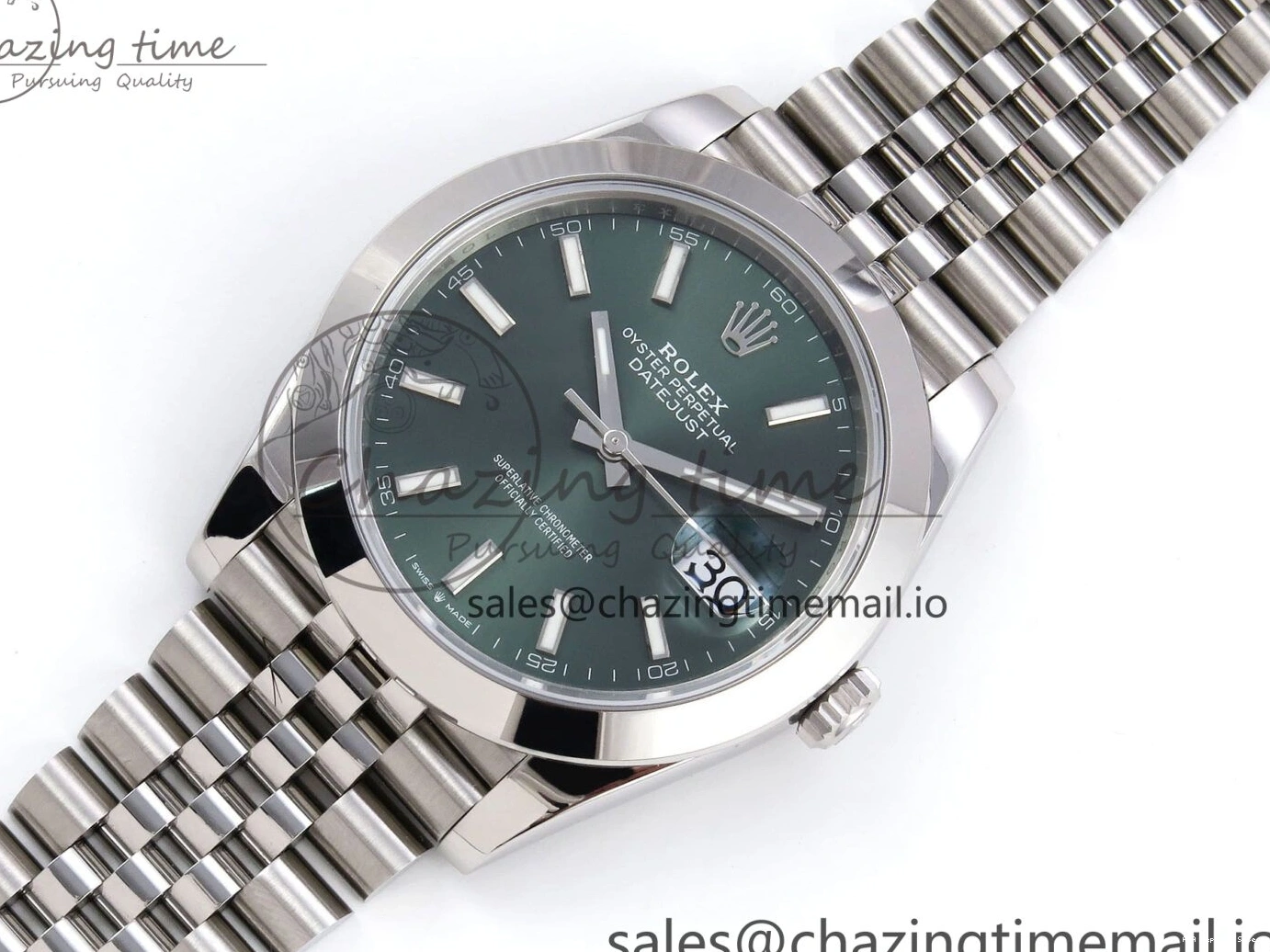 Best AAA Replica Sites 904L on VSF Dial DateJust FreshLook 1282 Edition 41 VS 126330 Green SS Jubilee Bracelet 1:1 Best 0115